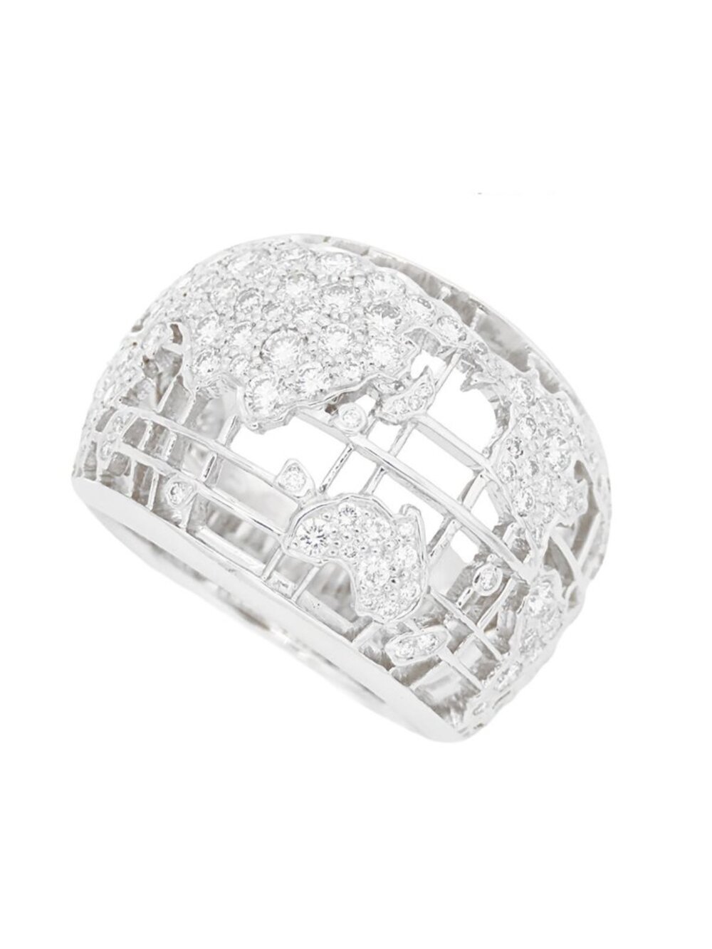 Chanel World Map Ring White Gold 18K Diamond